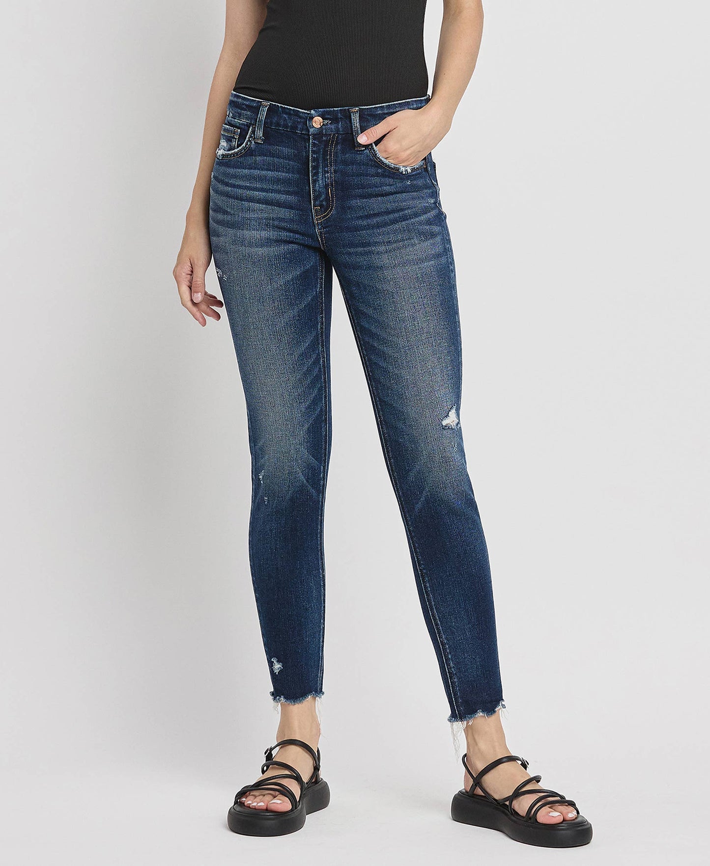 MID RISE ANKLE SKINNY JEANS F5555