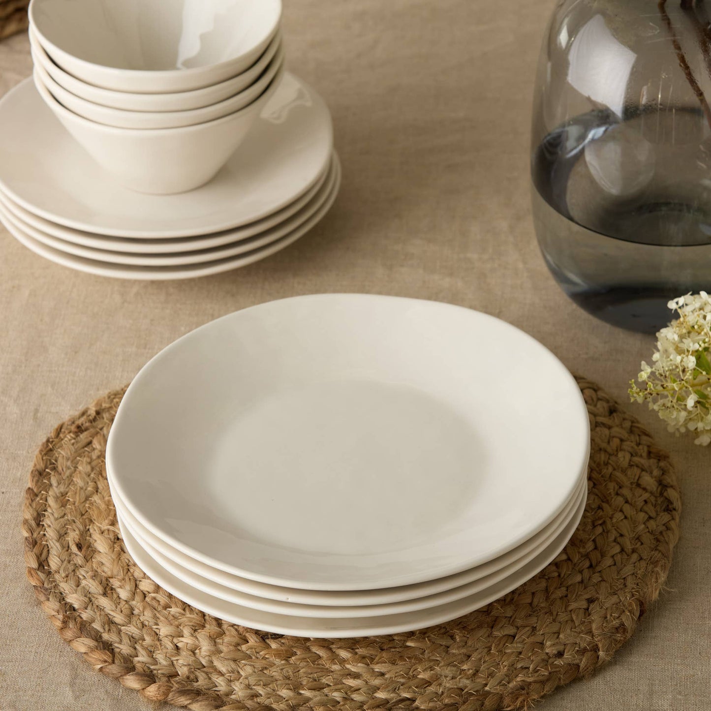 Linen Cream Dinner Plate 11in