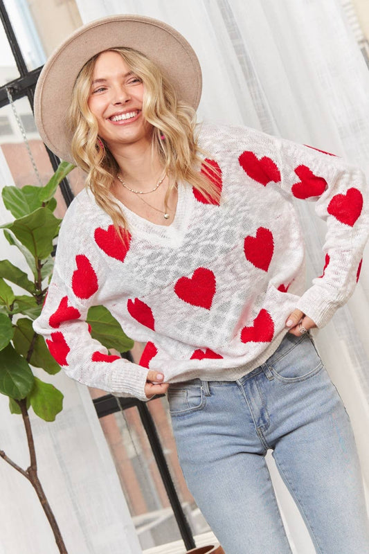 HEART SWEATER TOP - LESW2629