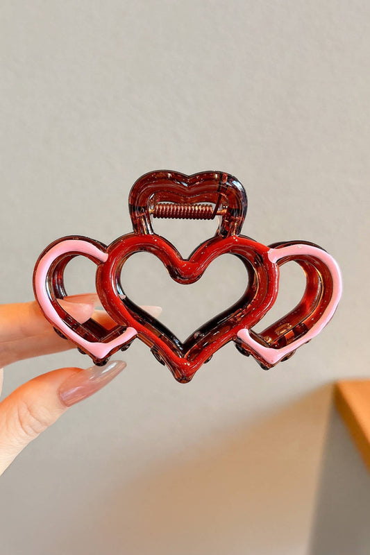 Valentines Heart Design Contrasted Acrylic Hair Claw Clip