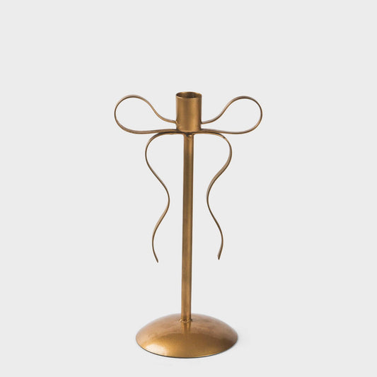 Gold Bow Tapered Candlesticks