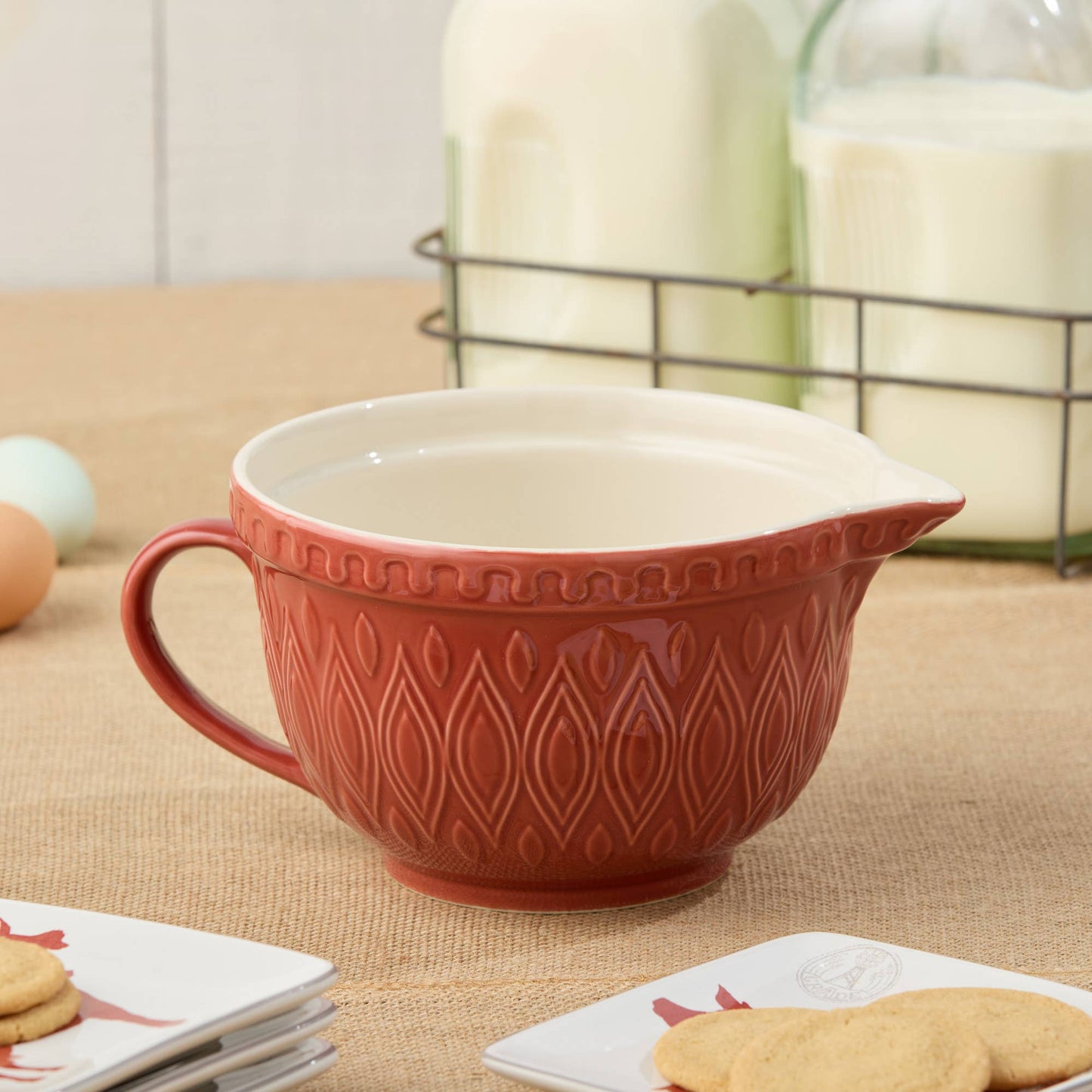 Vintage Farm Stoneware Batter Bowl 10x8x5 2.5 qt