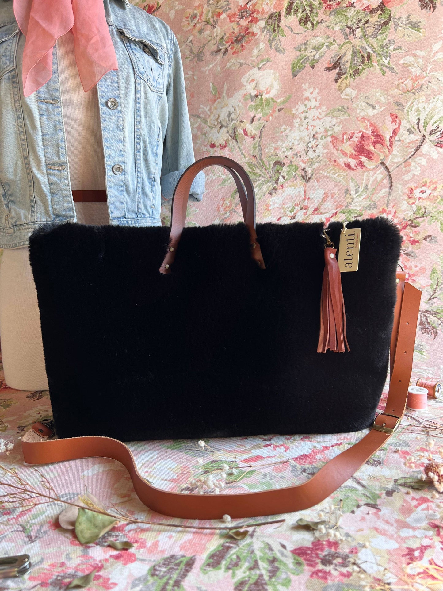 USA Handcrafted Carryall Tote Bag, Midnight Mink Buddy