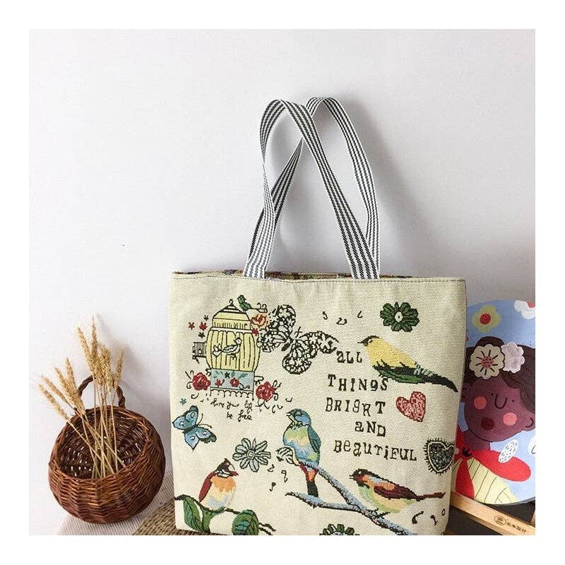 Stylish Large Capacity Floral Canvas Bag