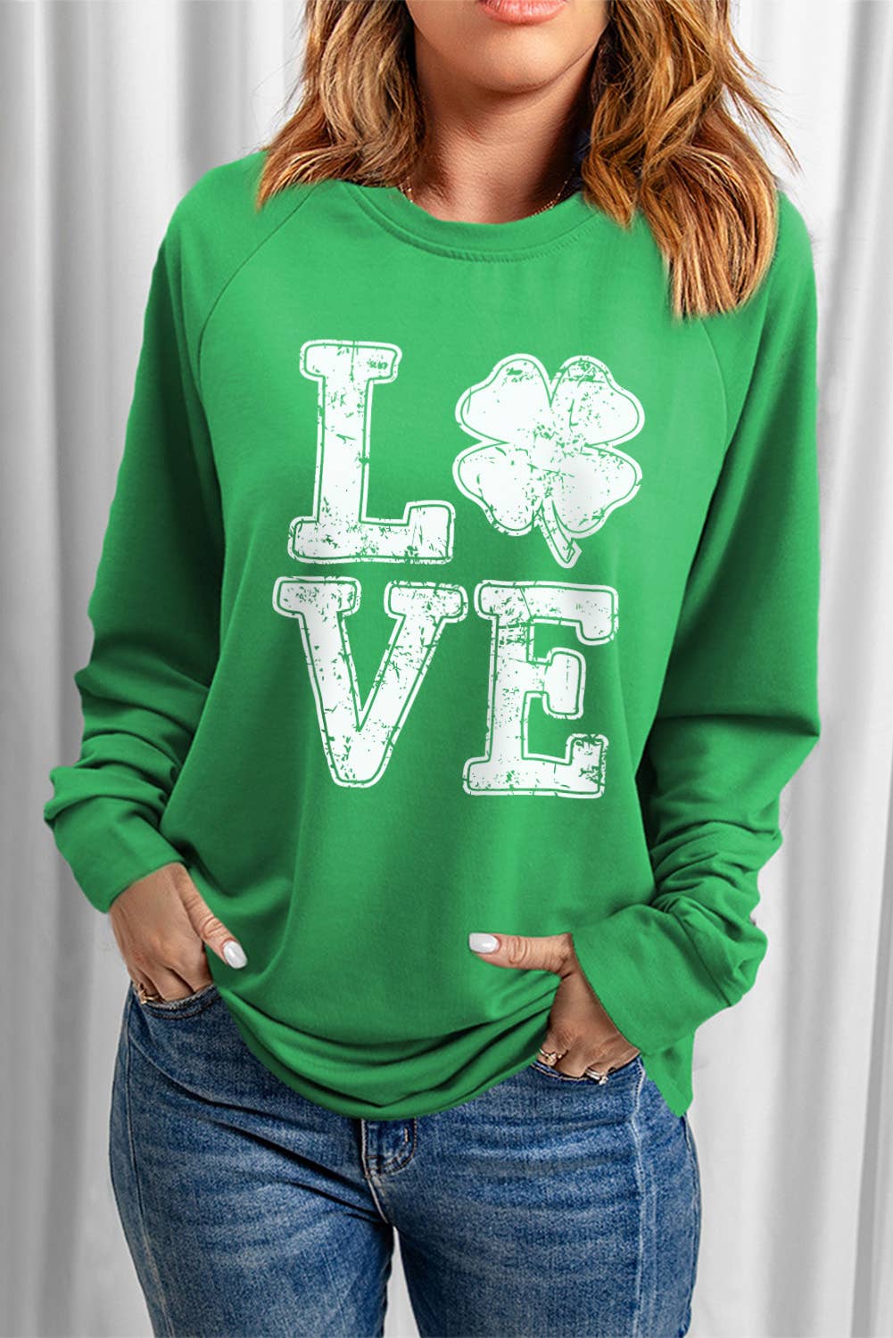 St Patricks LUCKY Chenille Embroidered Graphic Sweatshirt