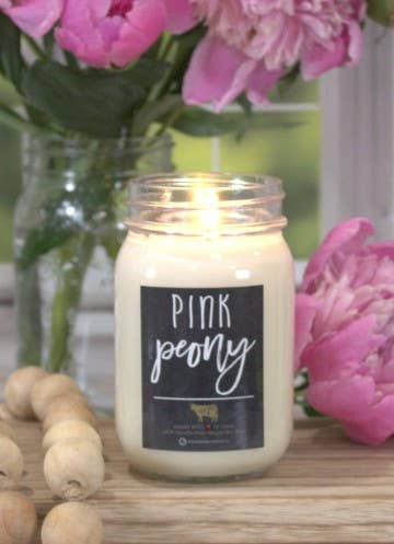 13 oz Mason Jar Candle: Pink Peony