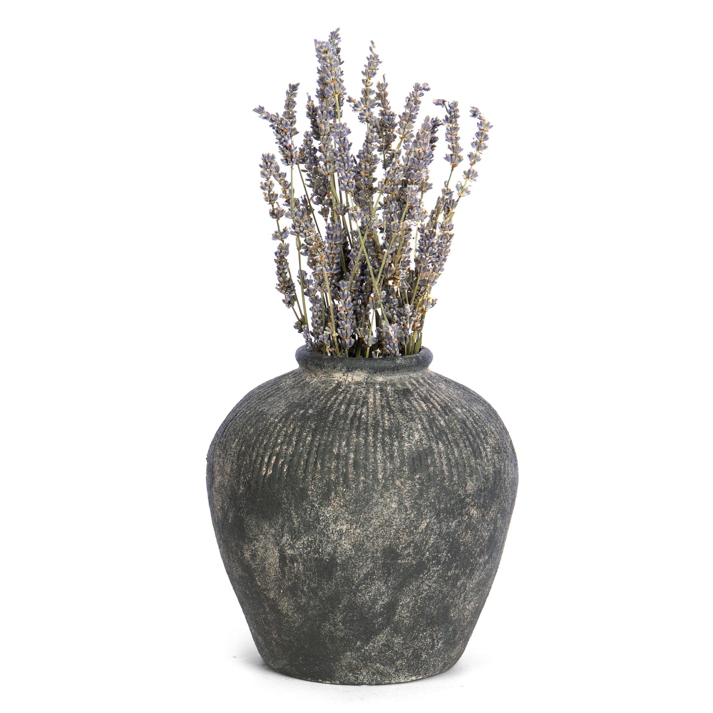 Round Stoneware Style Terracotta Dark Vase 8"