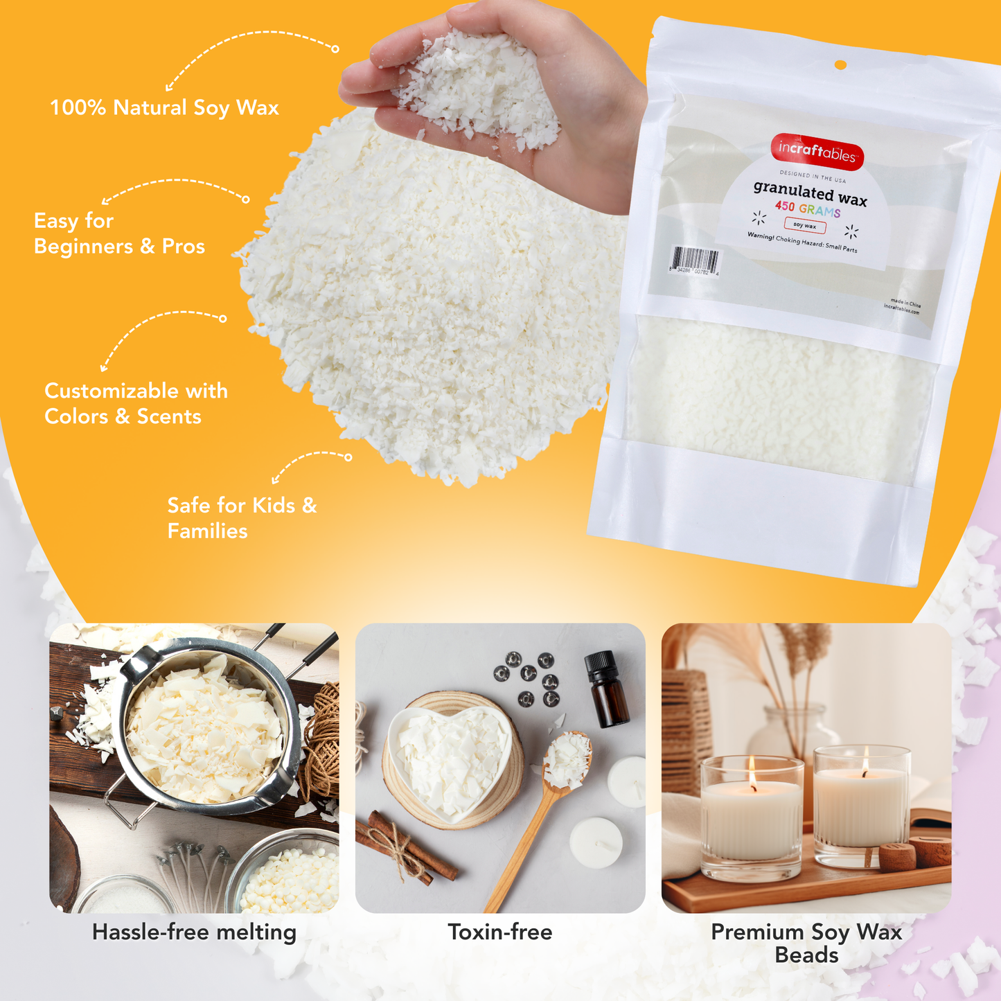 Incraftables Soy Candle Wax – 1 lb