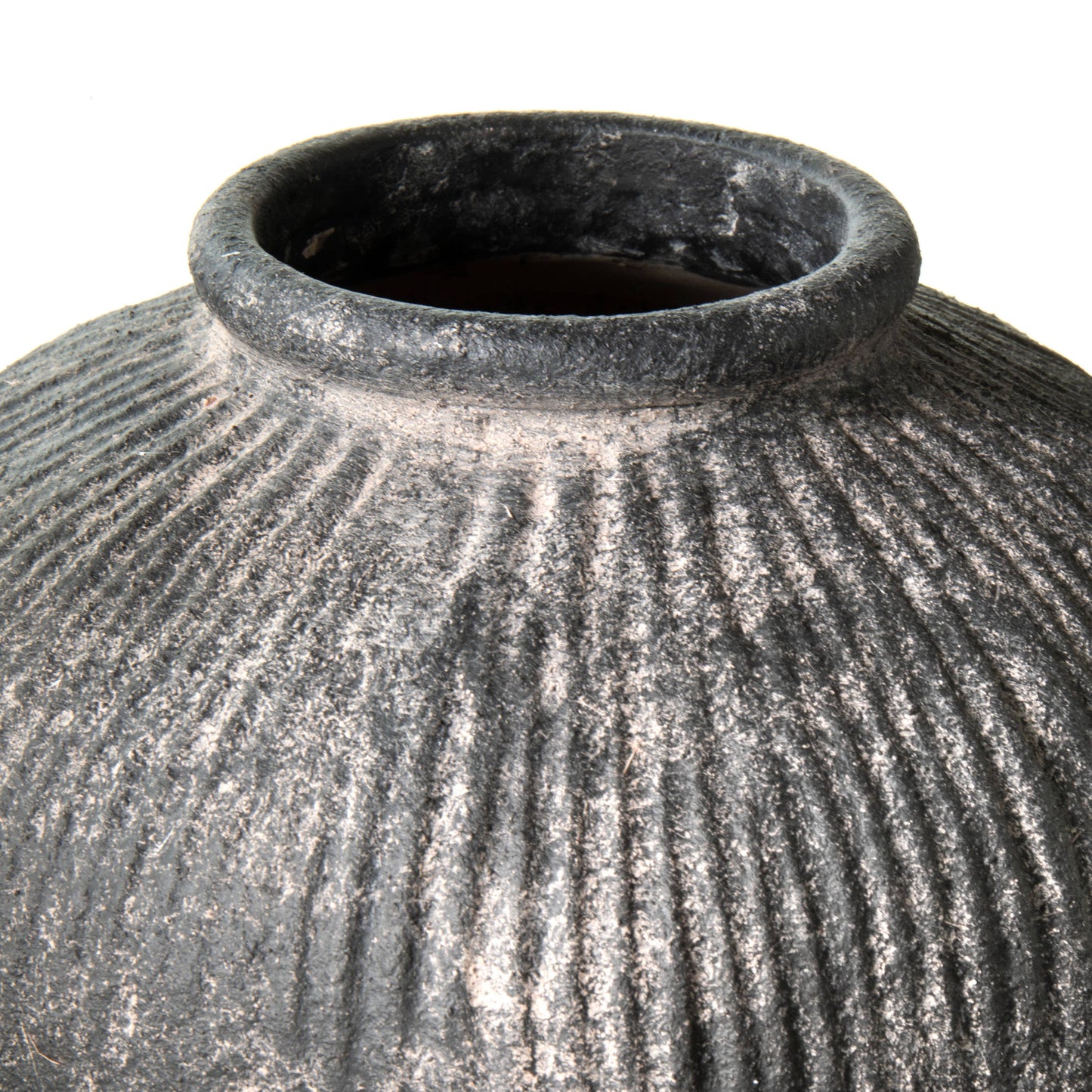 Round Stoneware Style Terracotta Dark Vase 8"