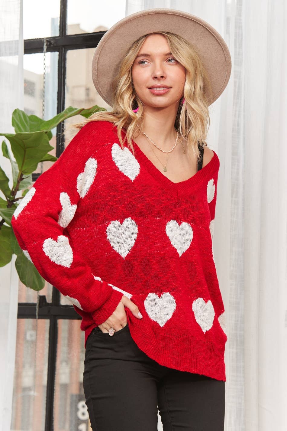 HEART SWEATER TOP - LESW2629