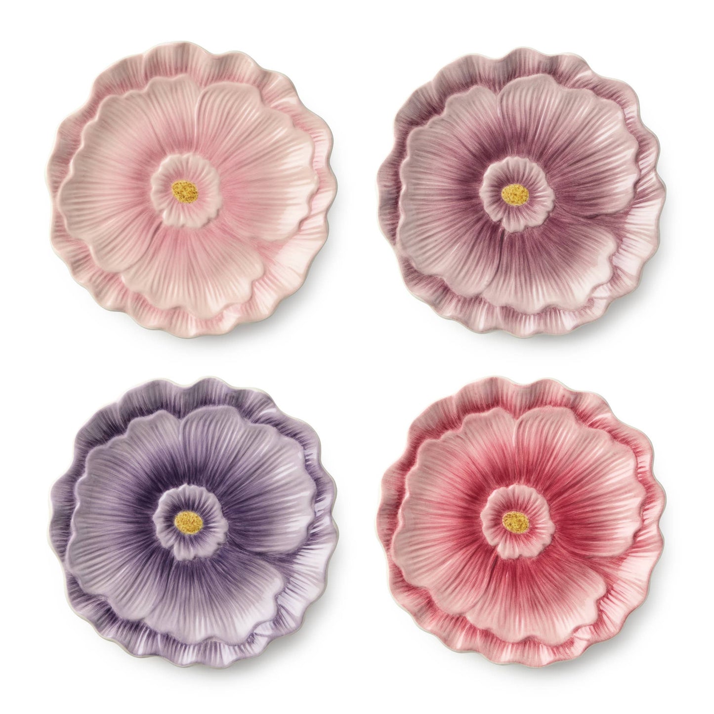 Wildflowers 3-D Floral Dessert Plates 4 asst