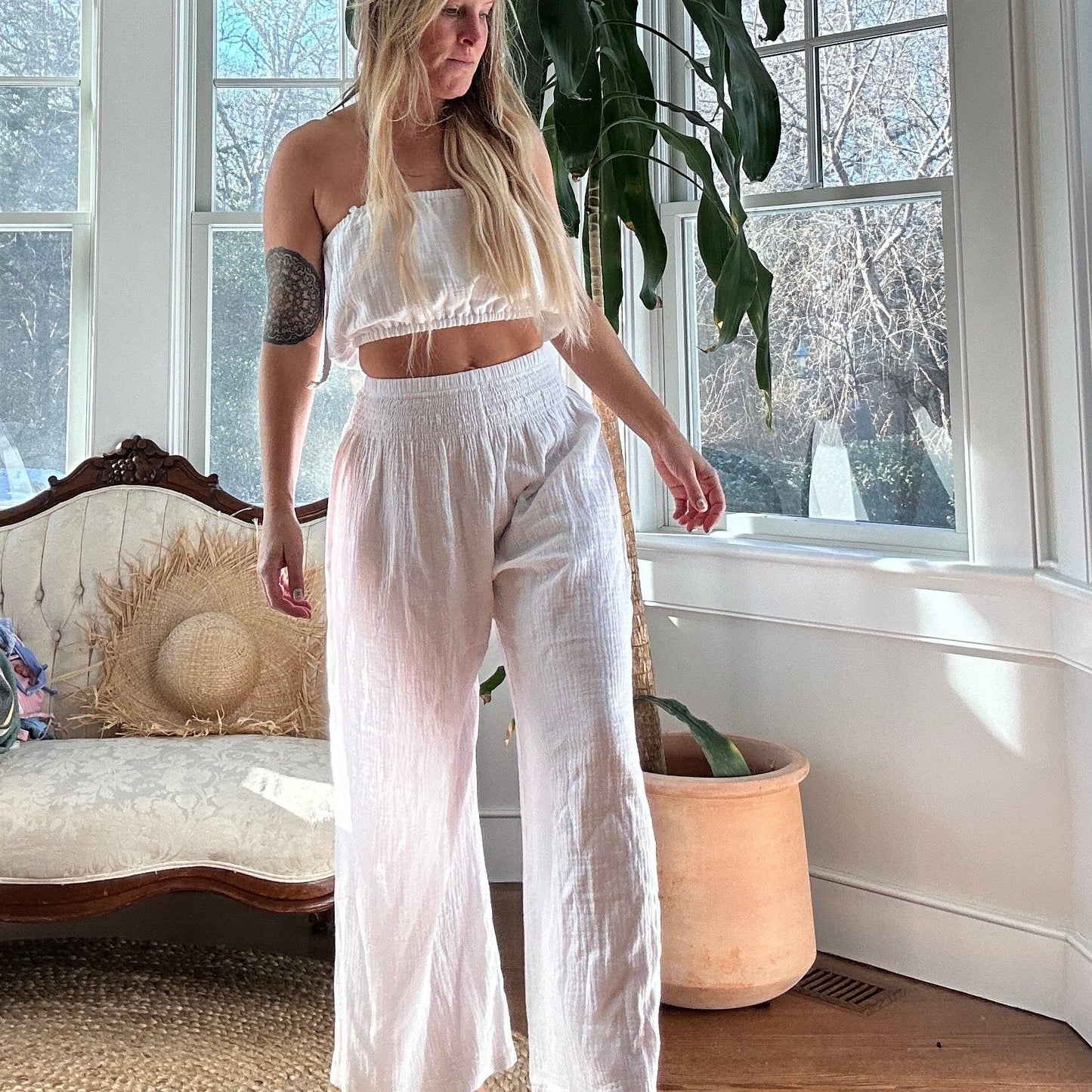 Textured Coastal Cotton Pant