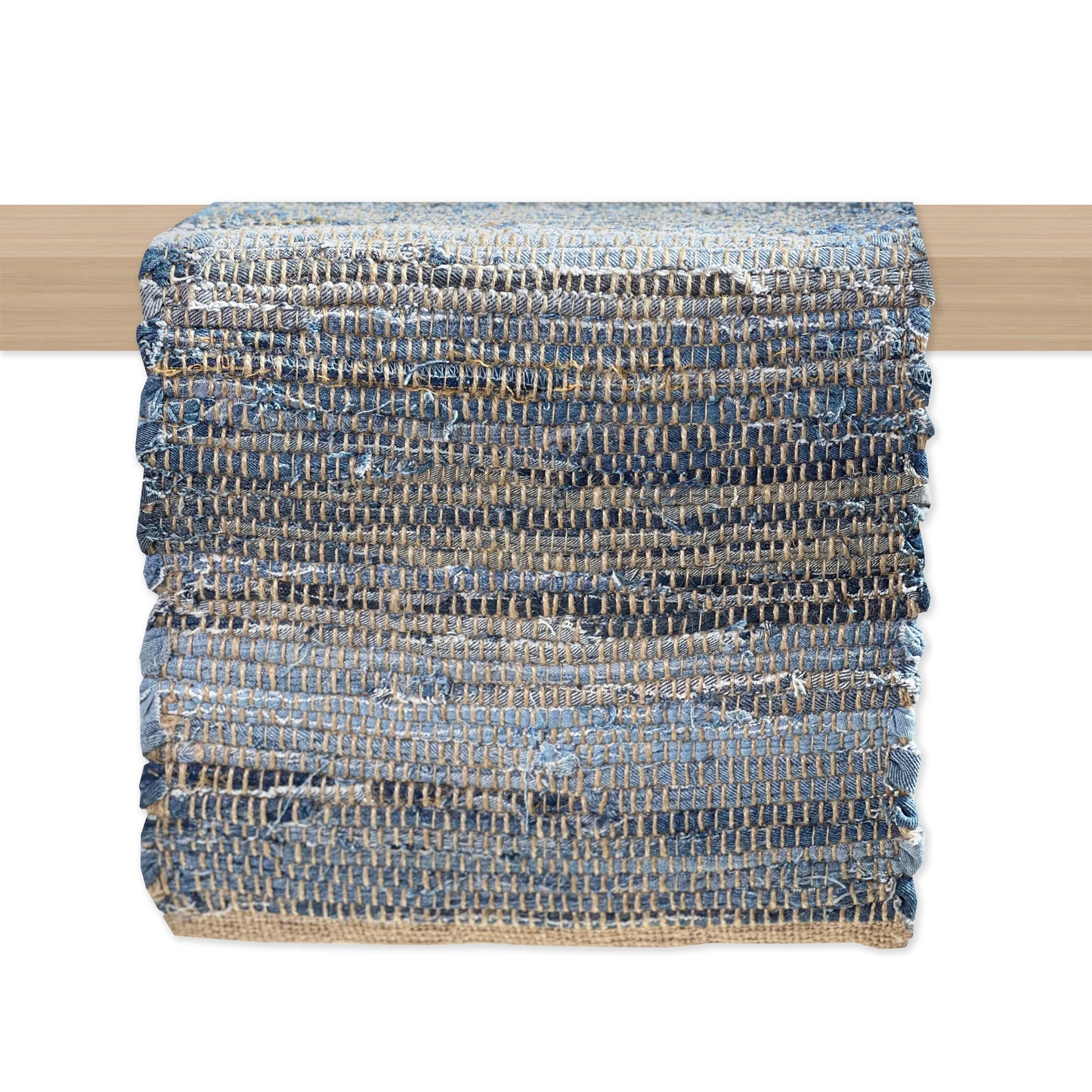 DENIM JUTE TABLE RUNNER, COASTAL TABLE LINEN, 14'' x 72''.