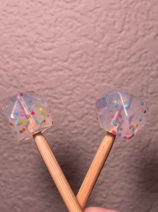 Kawaii Rainbow Confetti Hexagons Silicone Gift for Knitters