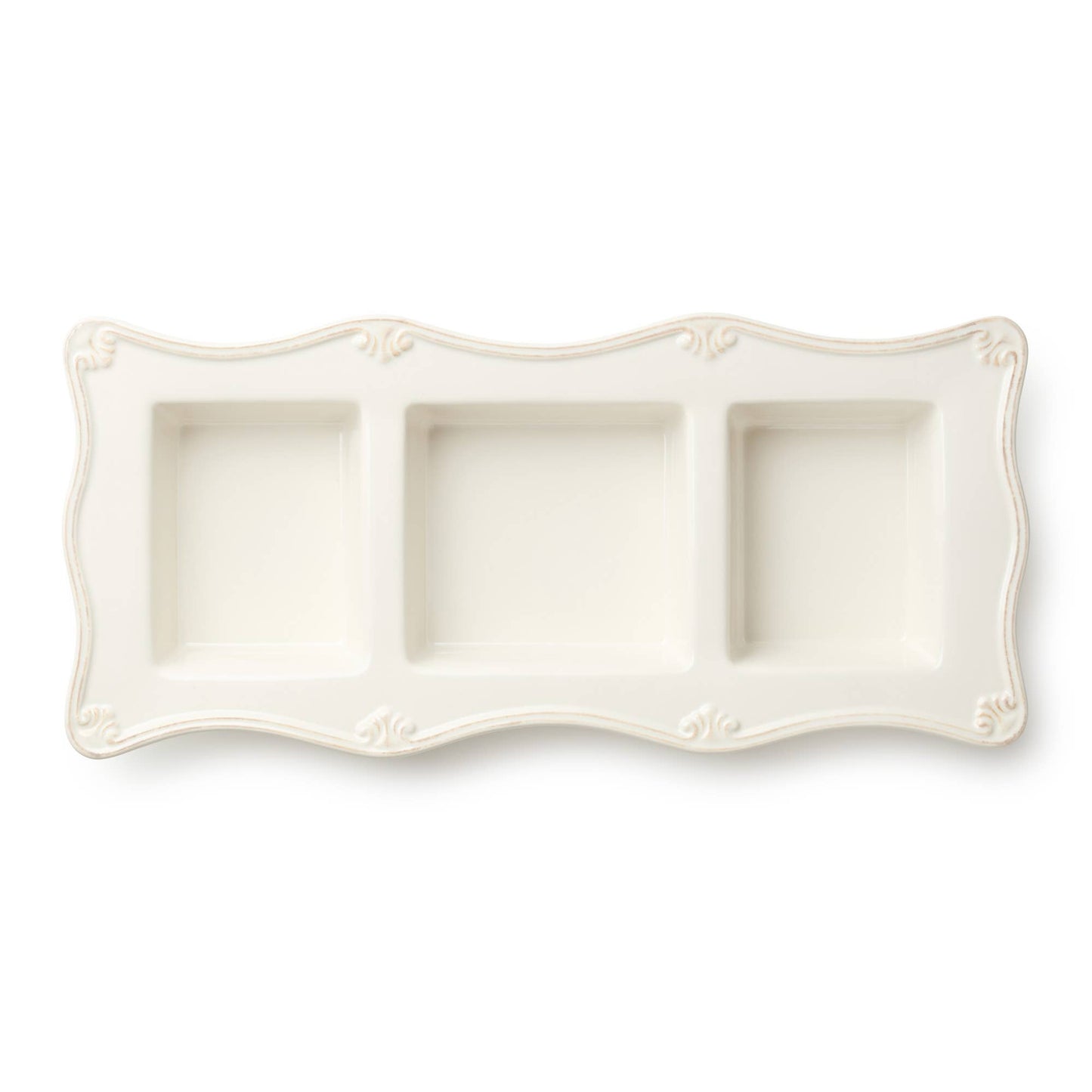 Heritage Relish Tray 15" – 3-Section Stoneware Beauty