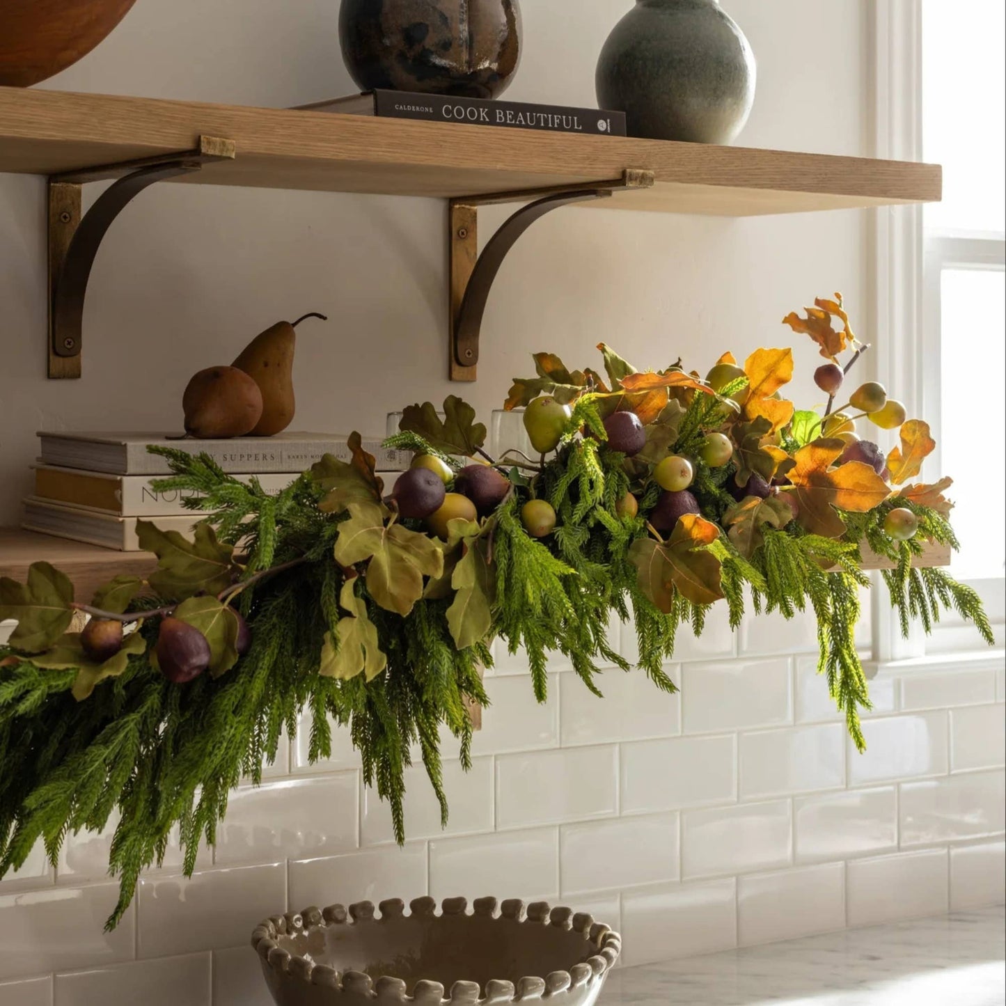 Dried Look Faux Fig Branch in Eggplant - 37"