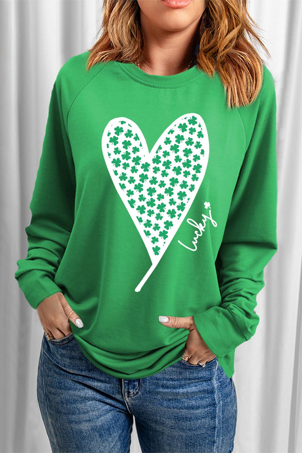 St Patricks LUCKY Chenille Embroidered Graphic Sweatshirt