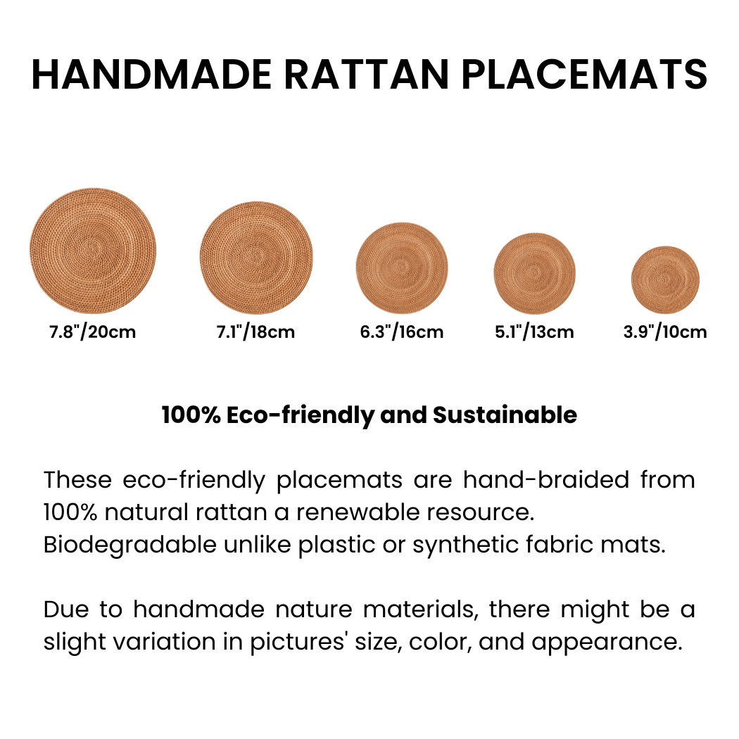 Natural Round Rattan Placemats - Home & Kitchen Decor