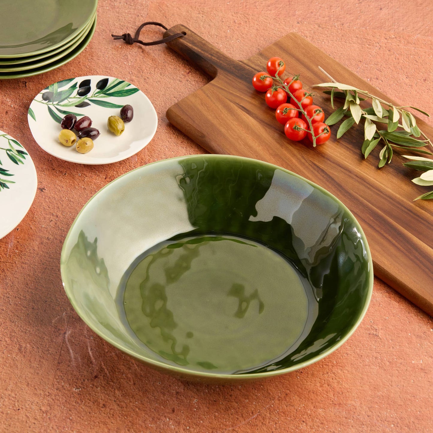 Verde Pasta Bowl 13in x 3in Pairs with Olivia