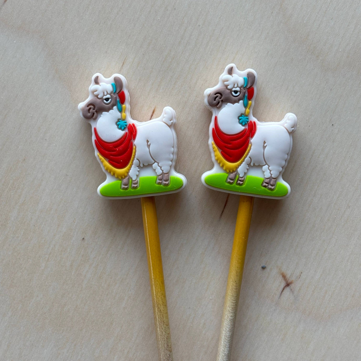 Knitting Needle Point Protectors - Llama with Red Shawl