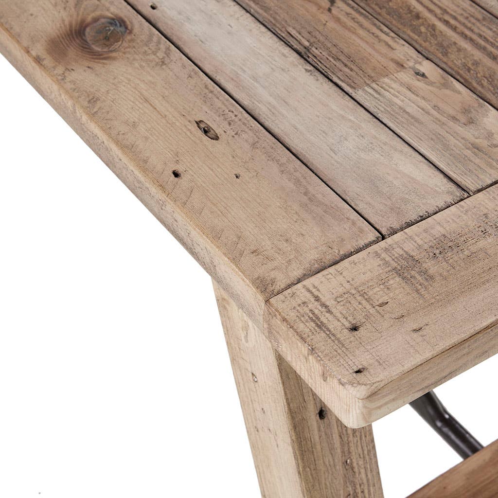 Weathered Pinewood Rustic Dining Bench Seats 3 *