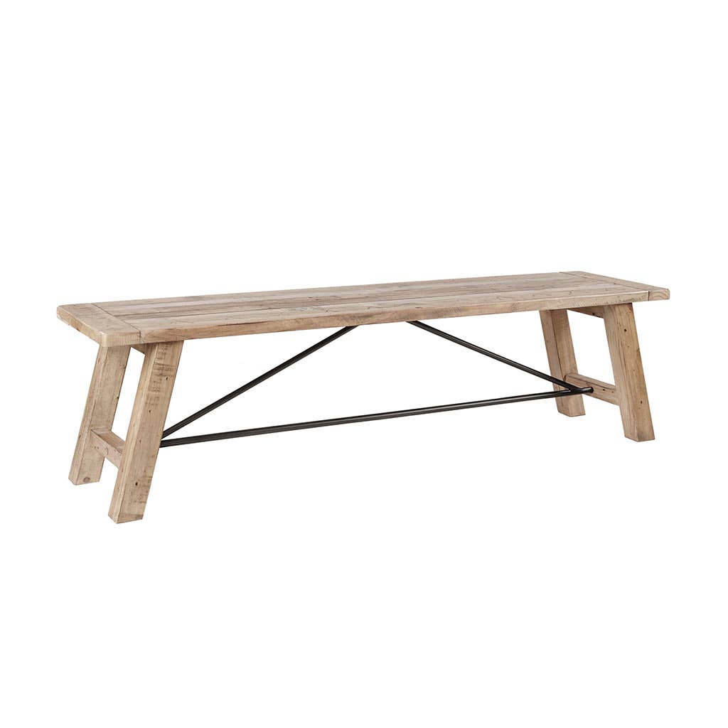 Weathered Pinewood Rustic Dining Bench Seats 3 *