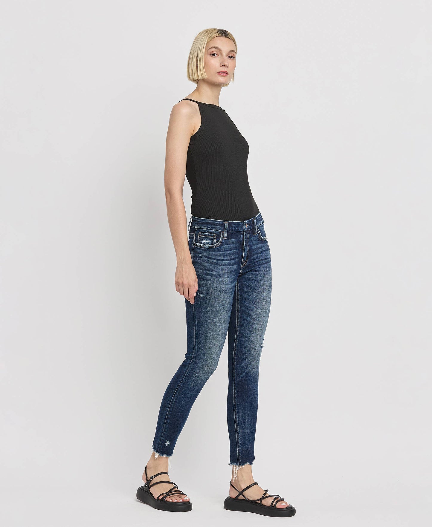 MID RISE ANKLE SKINNY JEANS F5555