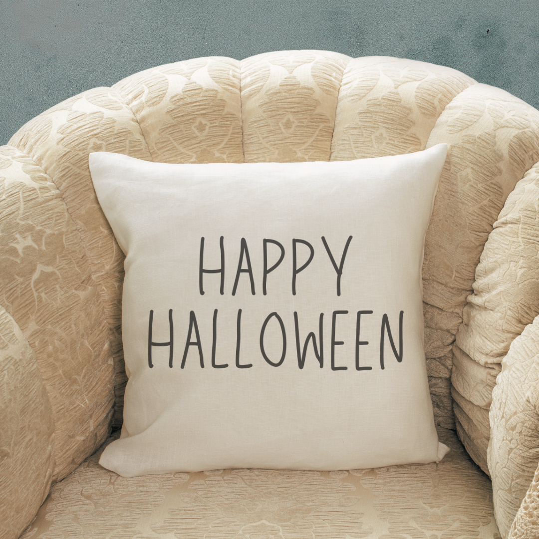 Happy Halloween Text Pillow Cover