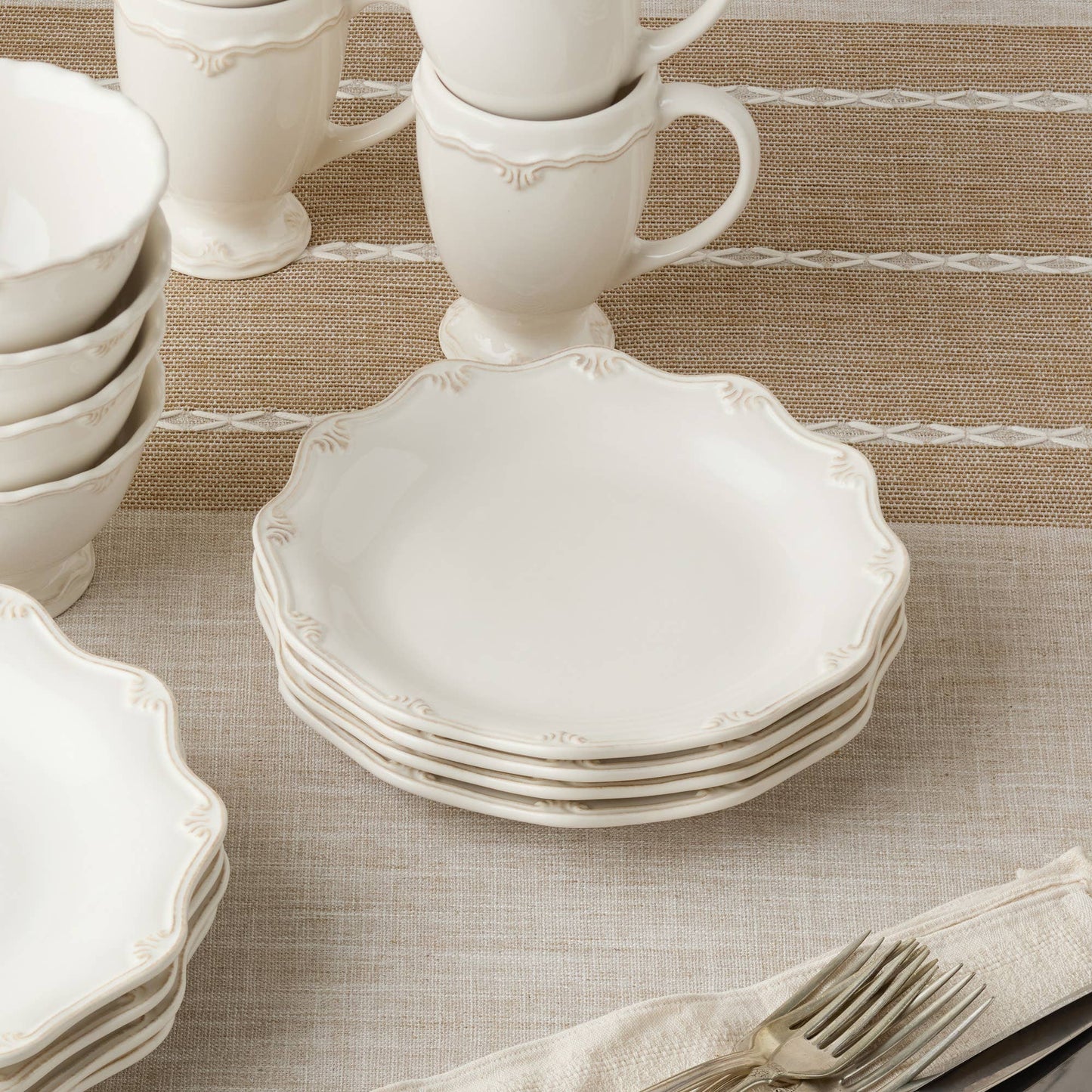 Heritage Scroll Salad Plate – Artistic Stoneware Accent