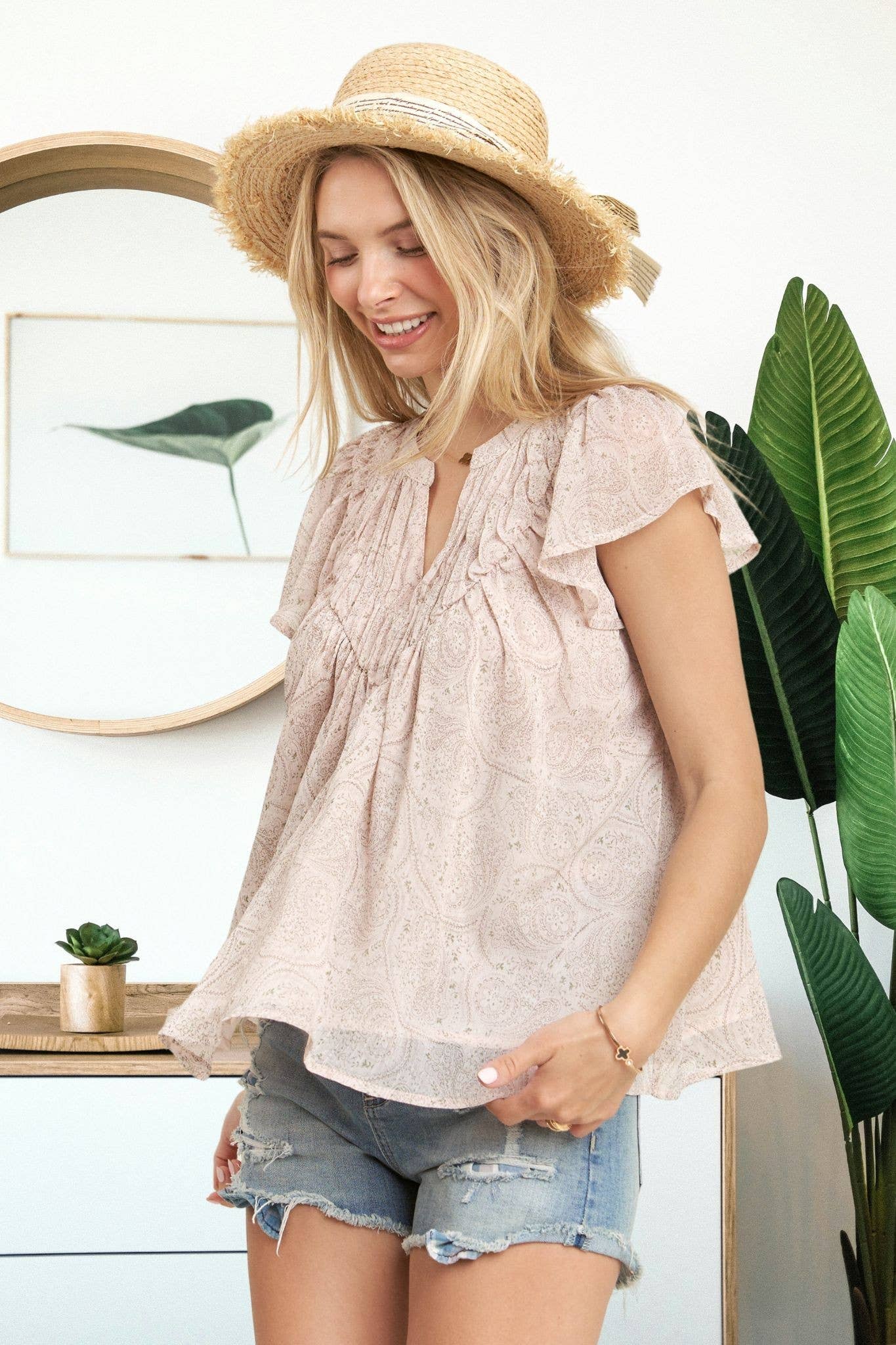 LET3562WN - BOHO PAISLEY BLOUSE