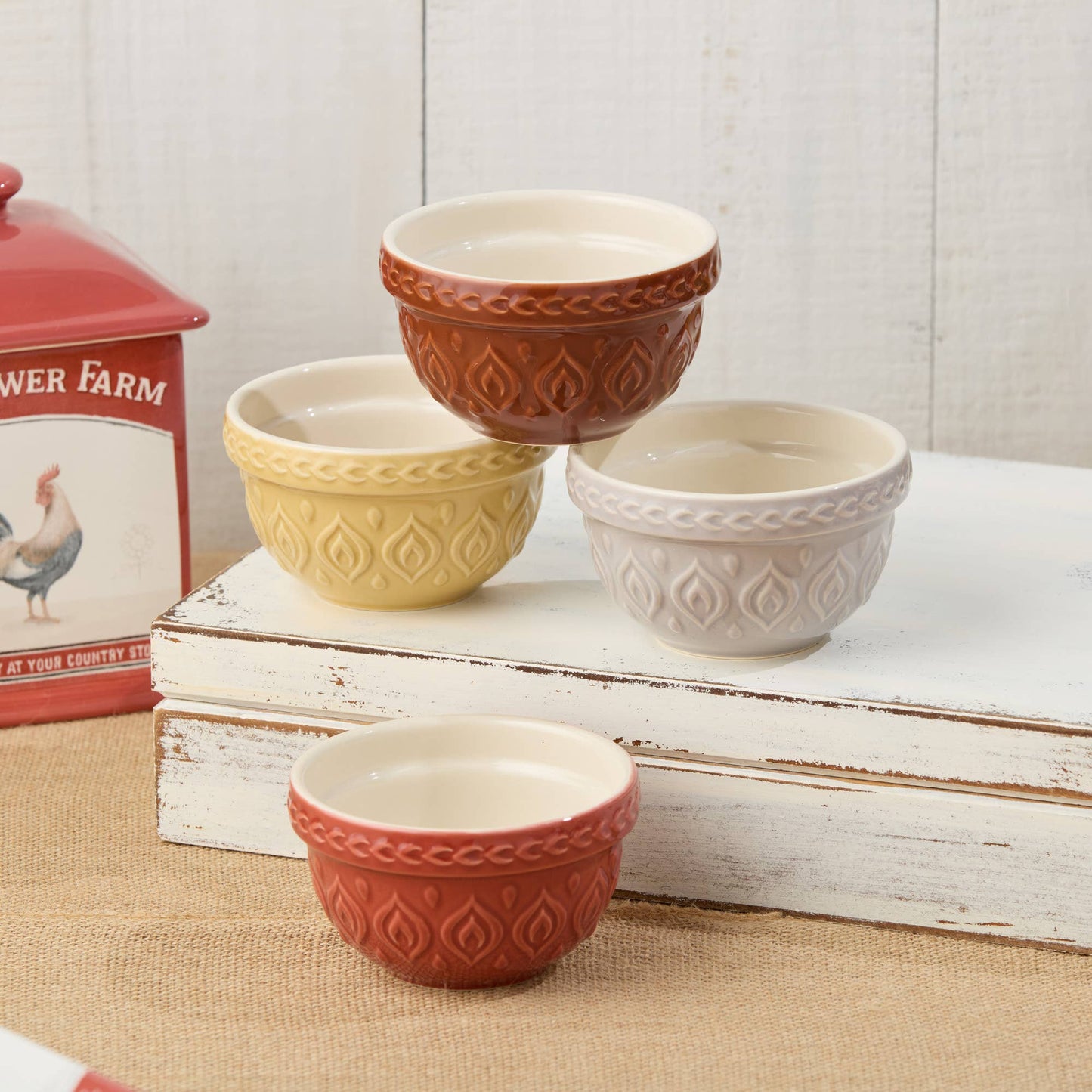 Vintage Farm Stoneware Set of 4 Prep Bowls 4.5" 10 oz