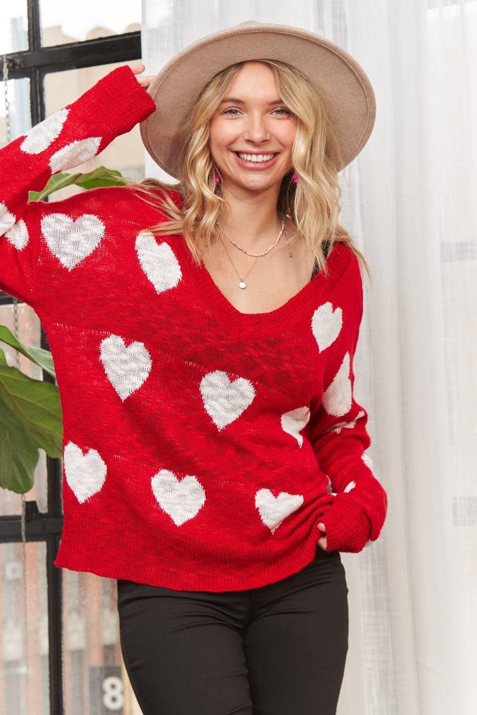 HEART SWEATER TOP - LESW2629