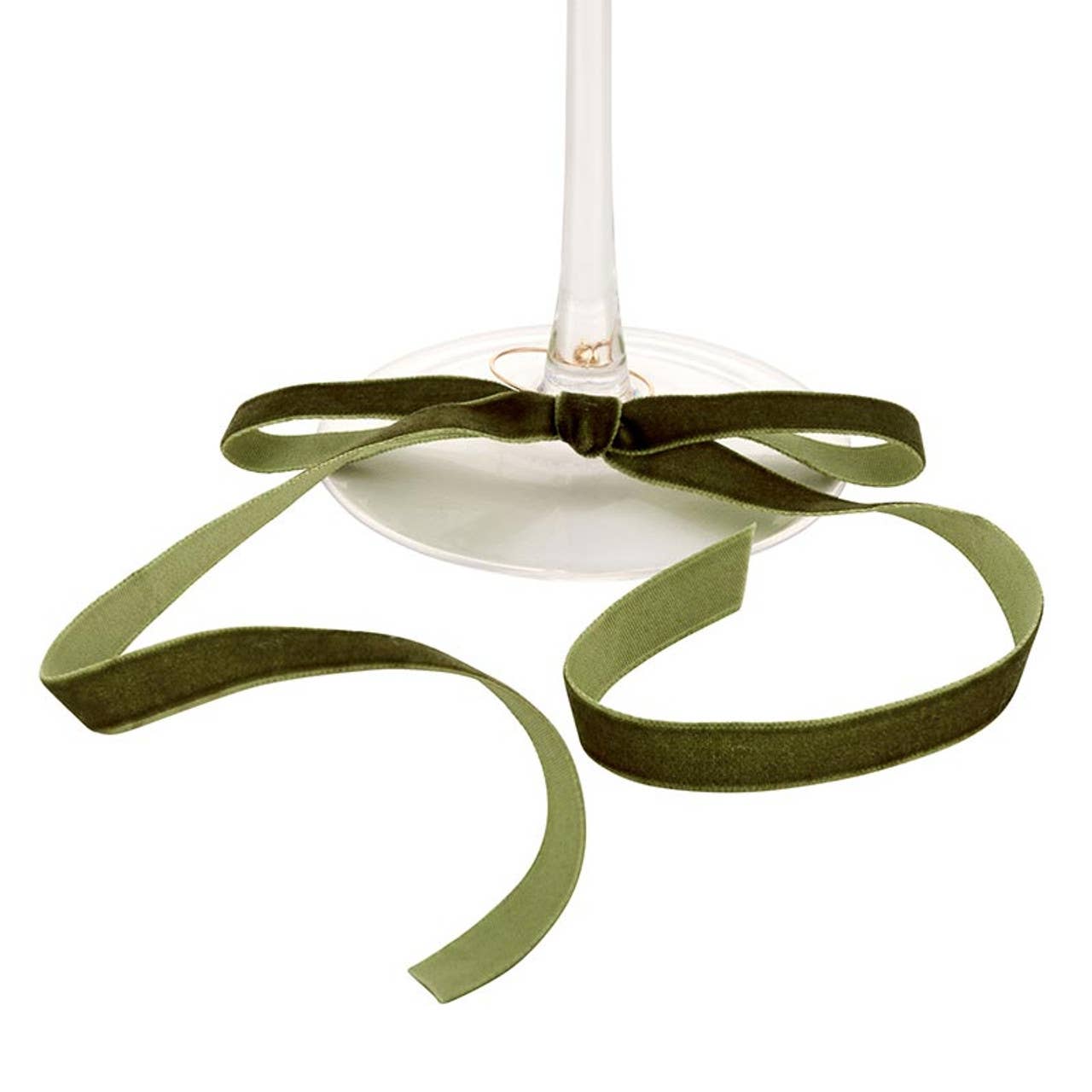 Velvet Bow Wine Charms - Green - Set of 6