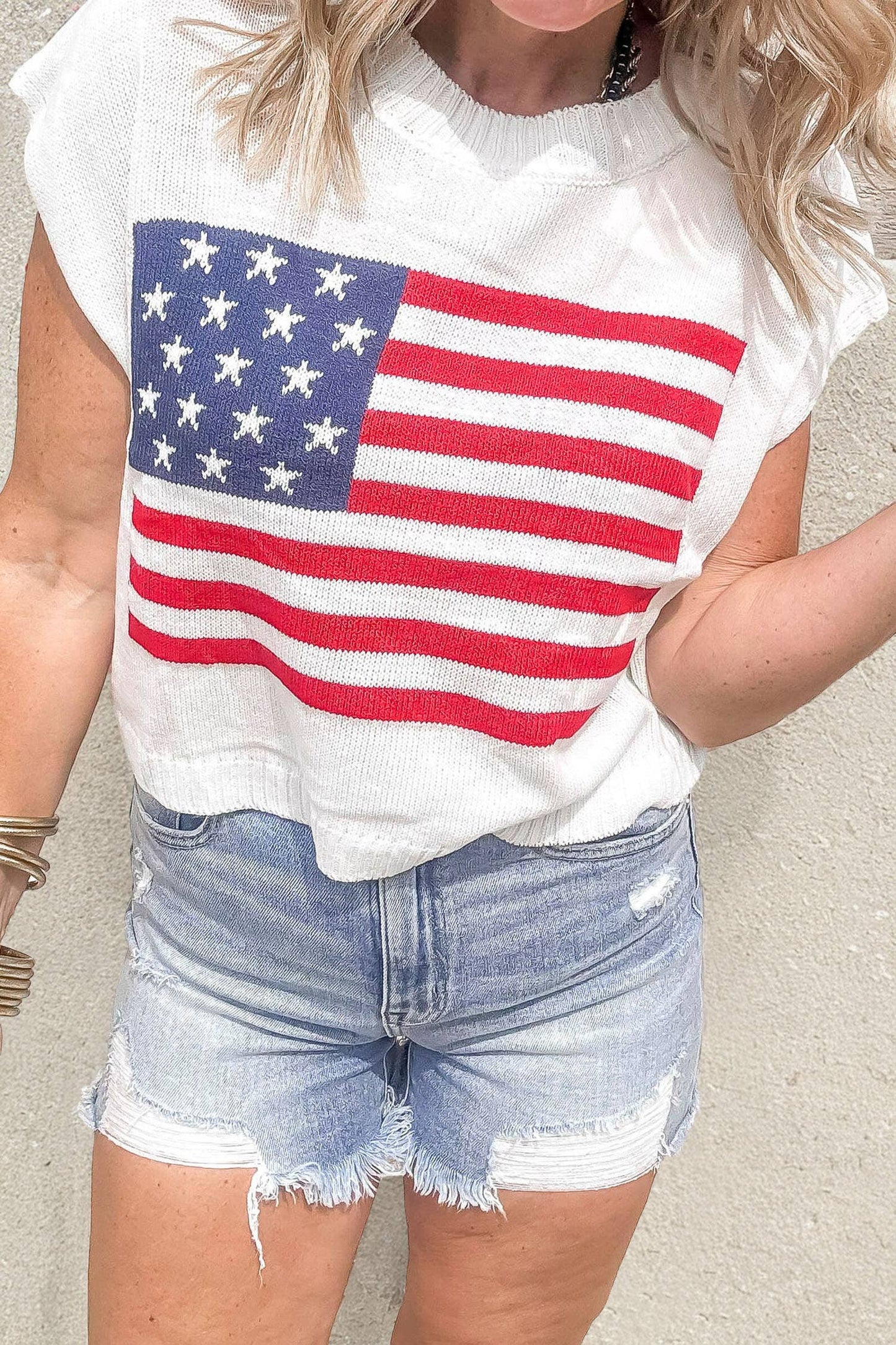 Stars and Stripes Dolman Short Sleeve Sweater (S-XL)