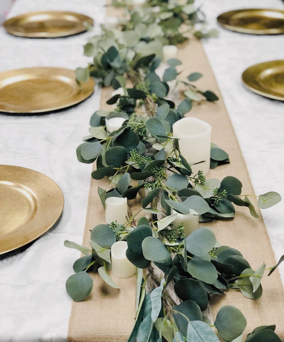 70" Artificial Grey green Eucalyptus Garland seeded
