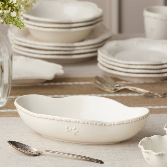 Heritage Oval Serving Bowl 12" – Curved Stoneware Grace