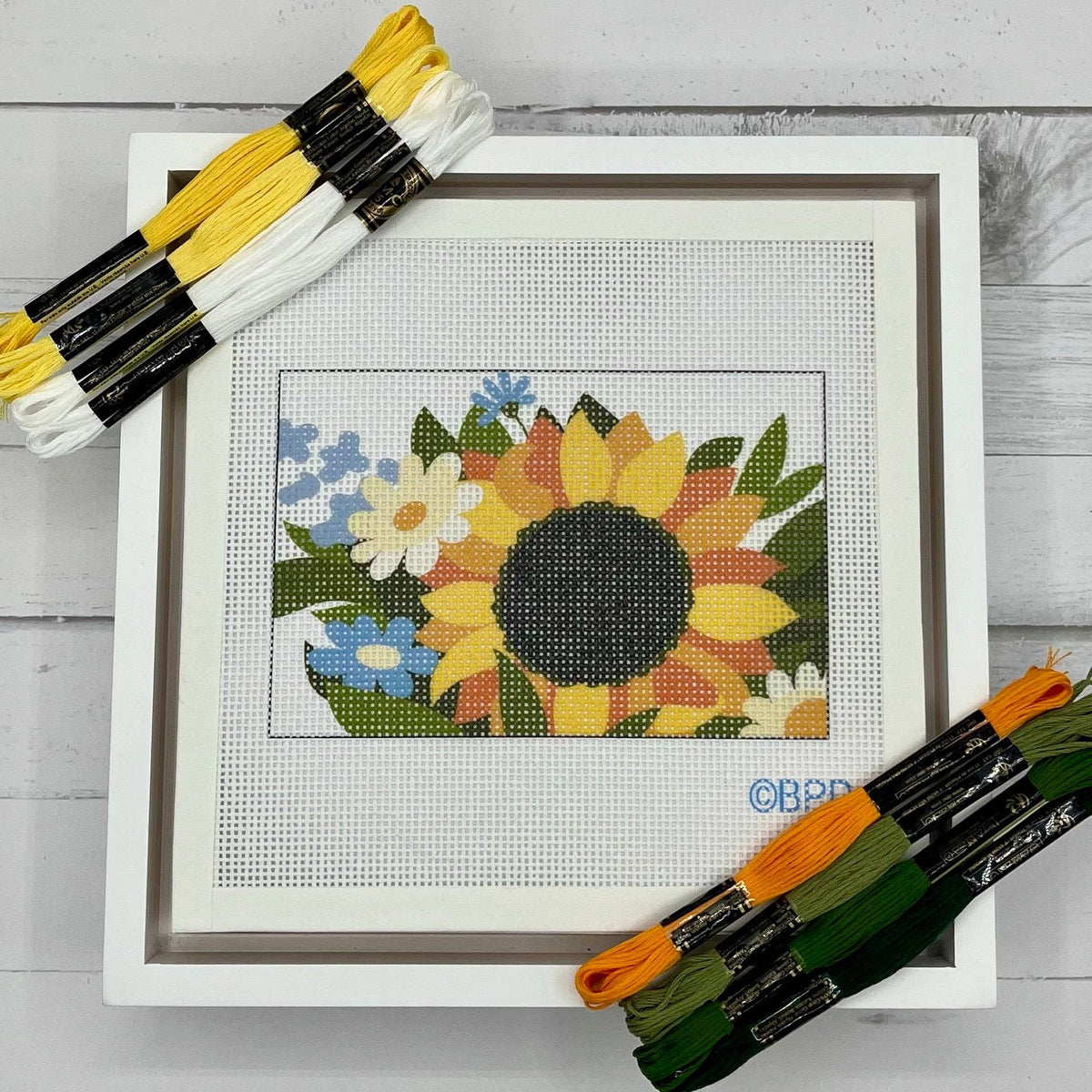 Sunflower with Daisies and Wildflowers Needlepoint Design
