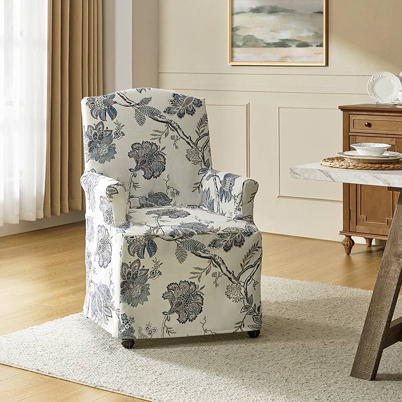 Kanrad Slipcover Dining Chair with Casters