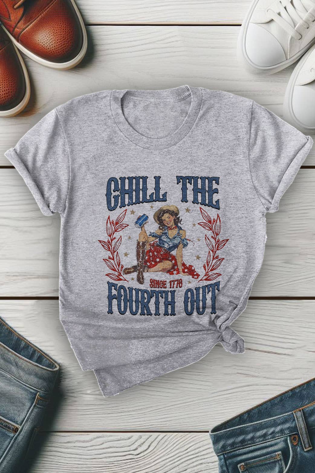Chill The Fourth Out Since 1776, 4th of July, Unisex Round Neck T-Shirt