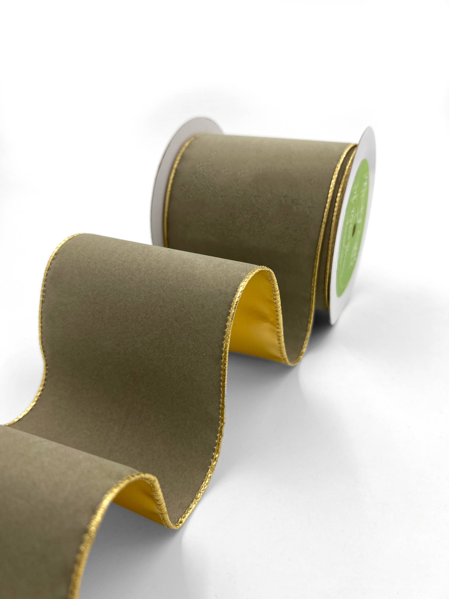 4" Gray Velvet Reversible Gold Wired Ribbon