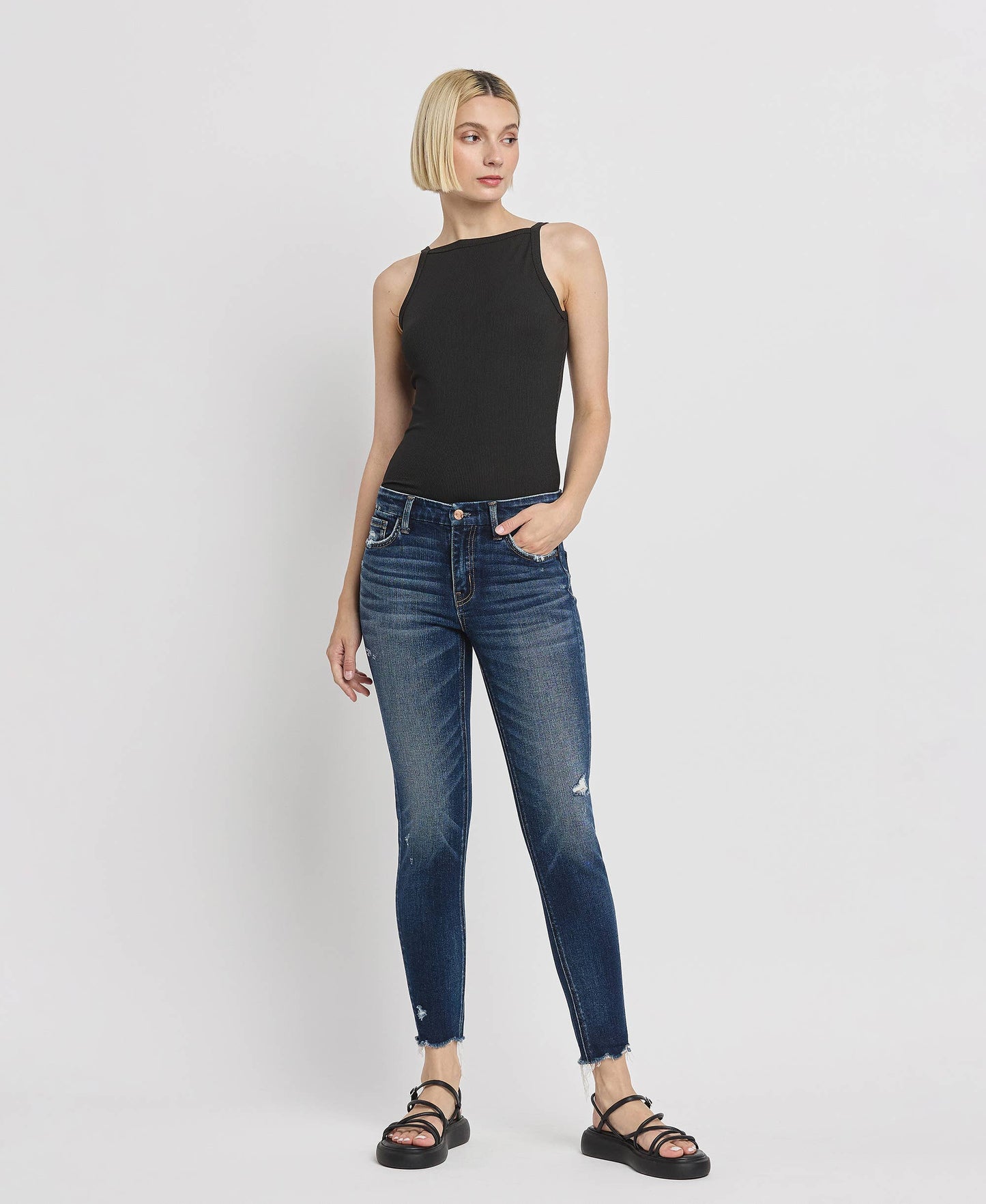 MID RISE ANKLE SKINNY JEANS F5555