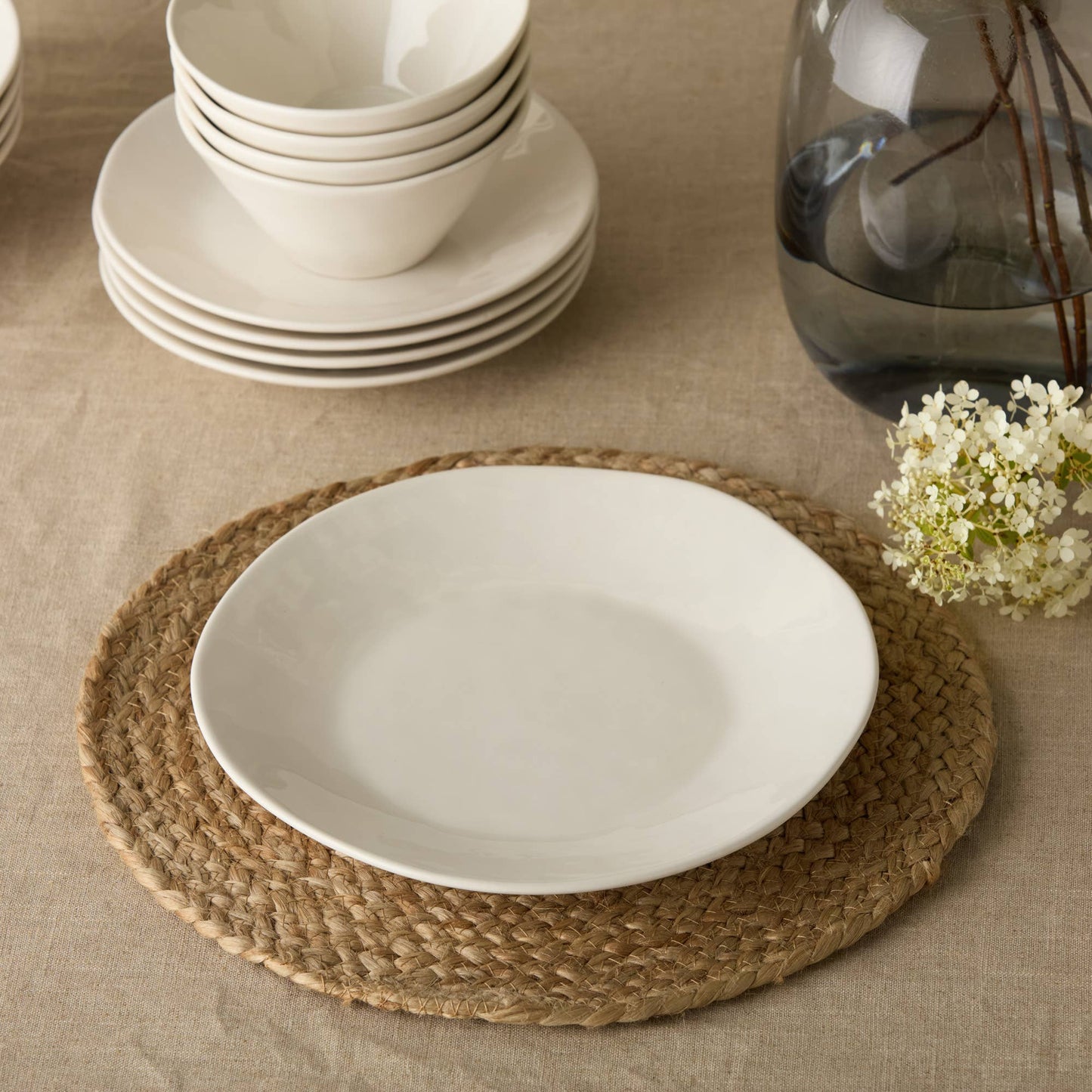Linen Cream Dinner Plate 11in