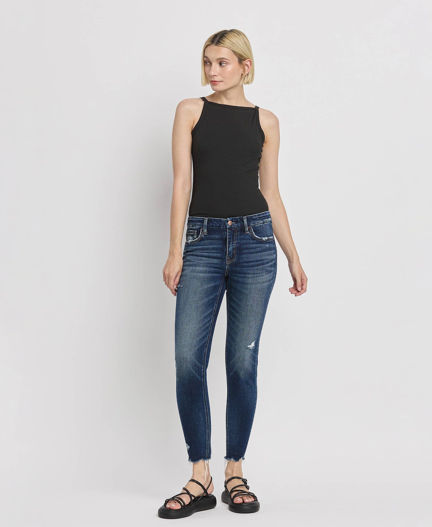 MID RISE ANKLE SKINNY JEANS F5555