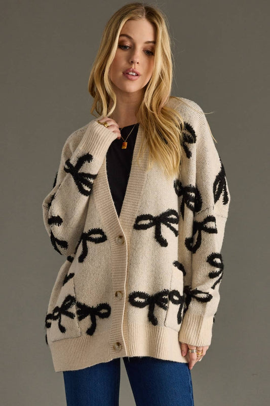 Tan & Black Bow Cardigan
