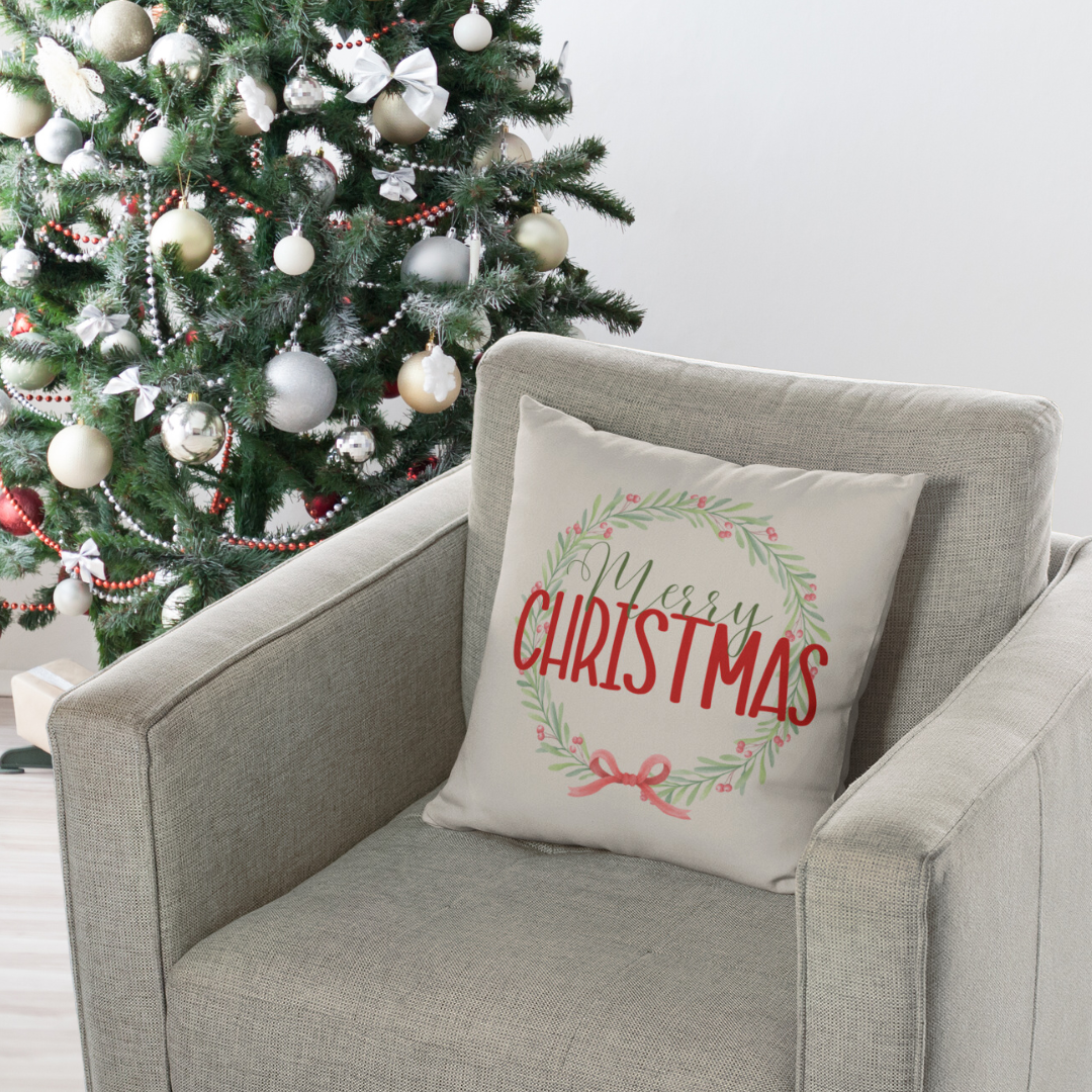 Christmas Berry Wreath Pillow Cover