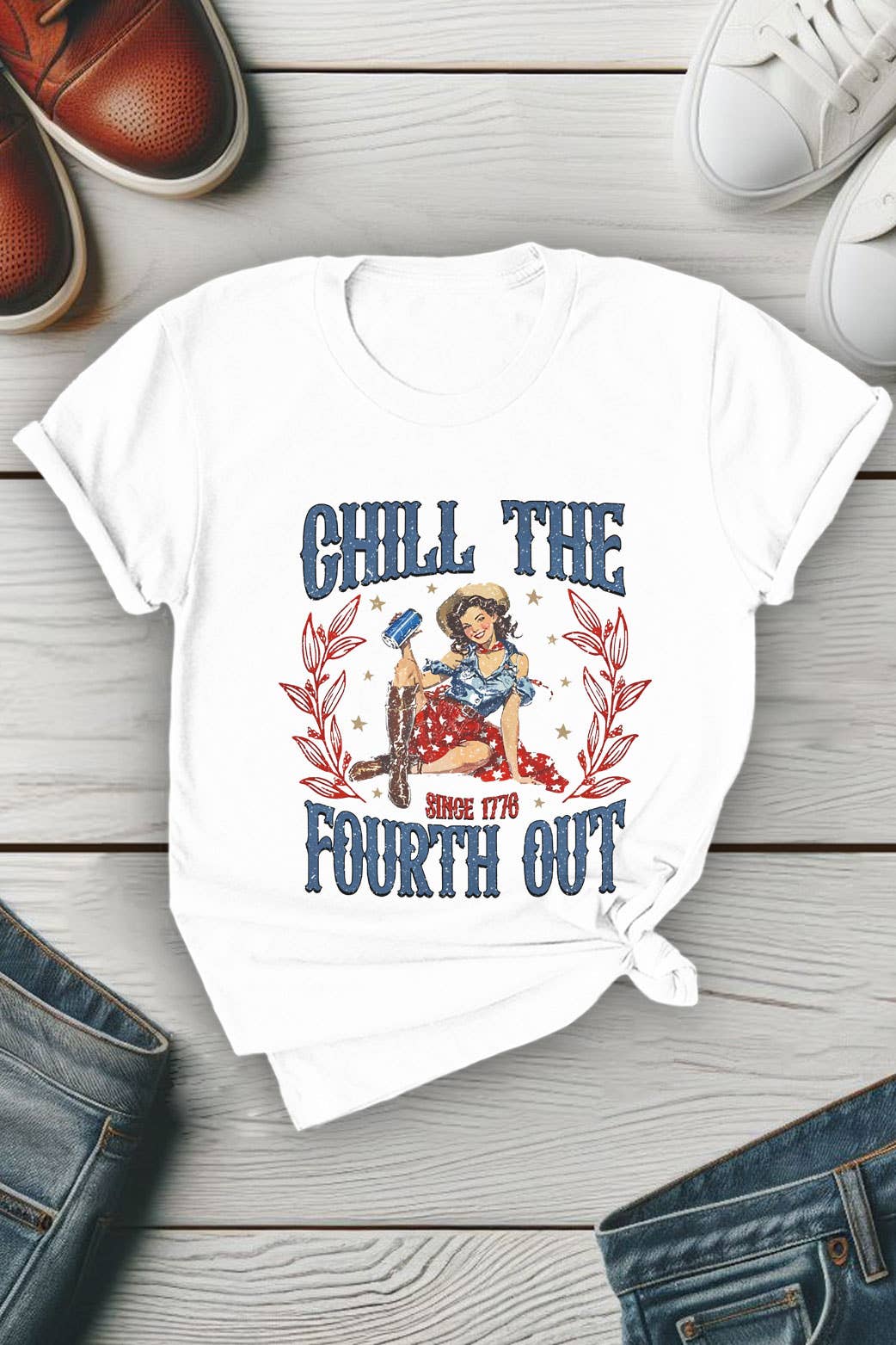 Chill The Fourth Out Since 1776, 4th of July, Unisex Round Neck T-Shirt