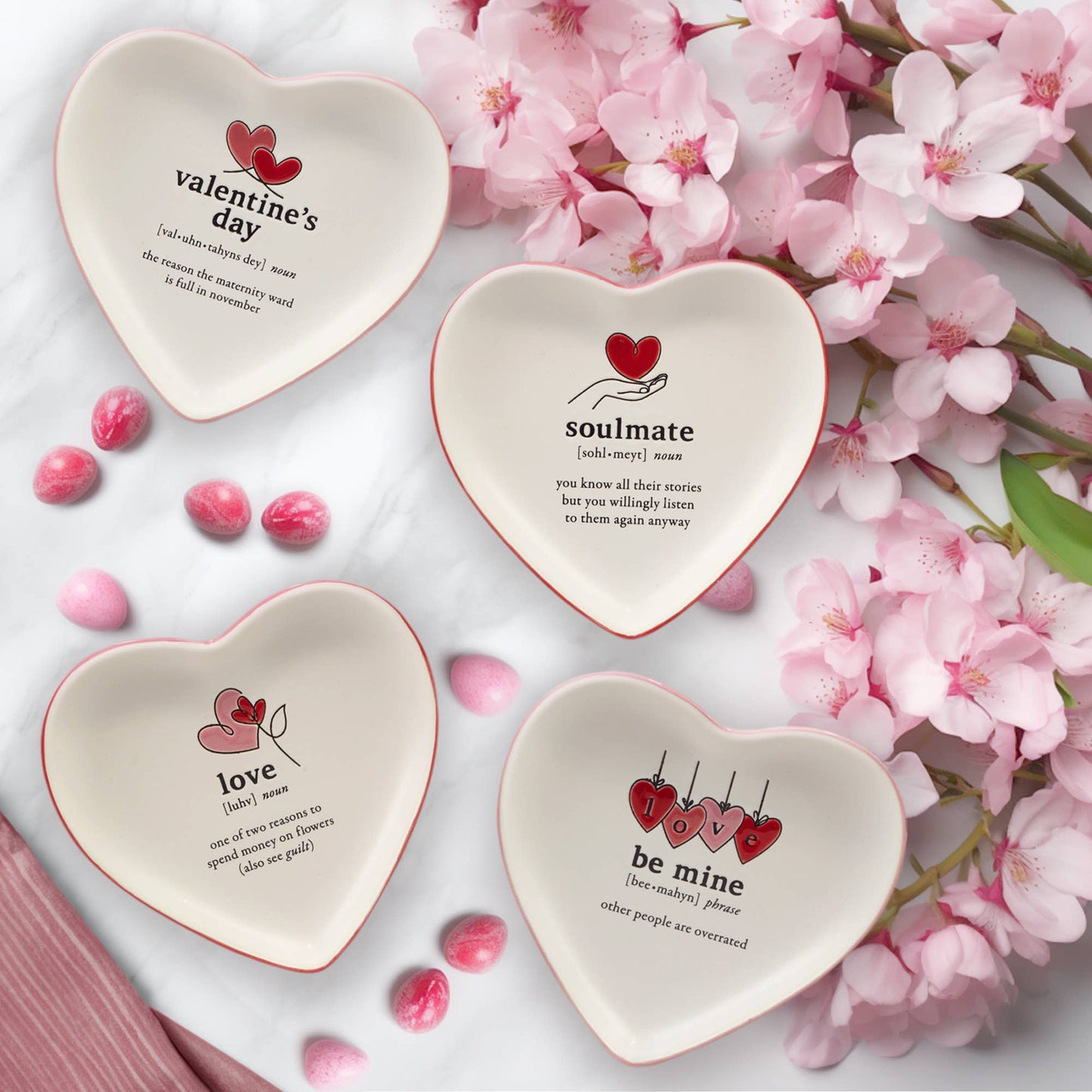 Valentine's Day 6.5in Heart Shaped Tid Bit w/sayings asst