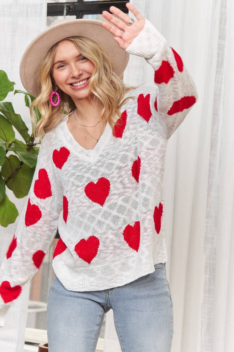 HEART SWEATER TOP - LESW2629