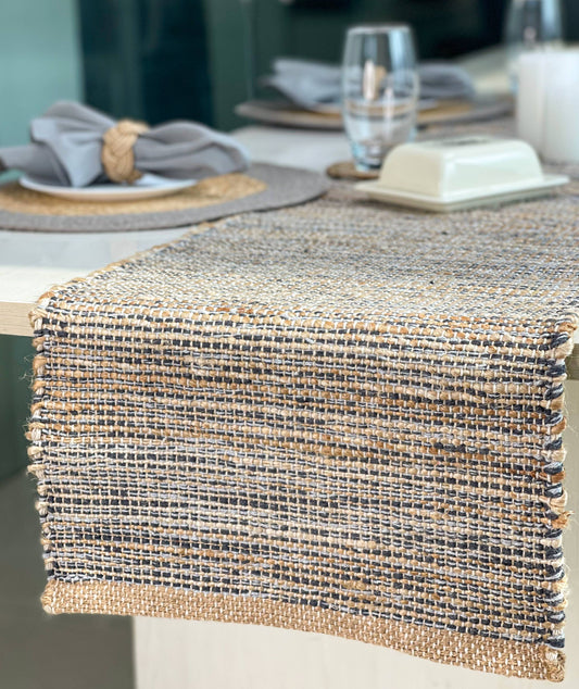 OMBRE TABLE RUNNER, NATURAL JUTE GREY, 13" x 108"