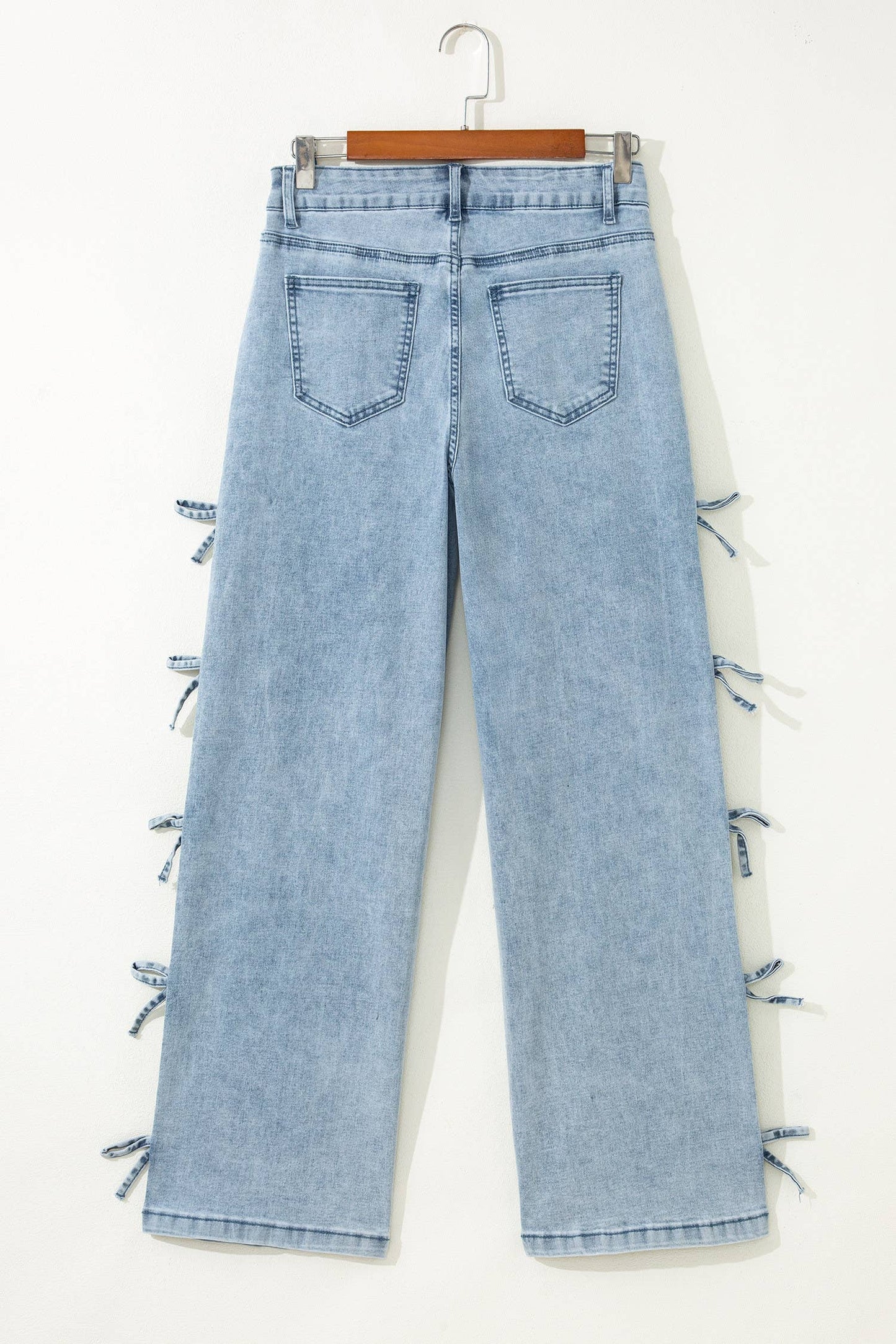 66 Spring 2026 Bow Knot Side Detail Straight Leg Loose Jeans